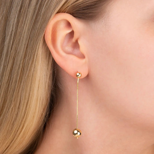Ouro Sphere Long Drop Earrings CHIC In Brazil