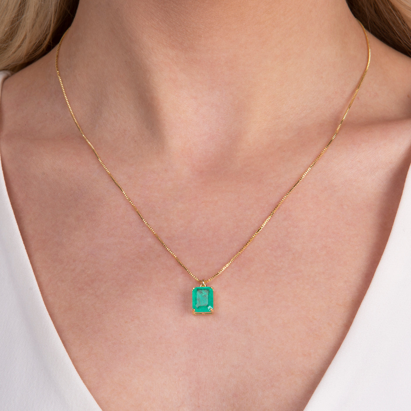 Emerald-Cut Pendant Necklace