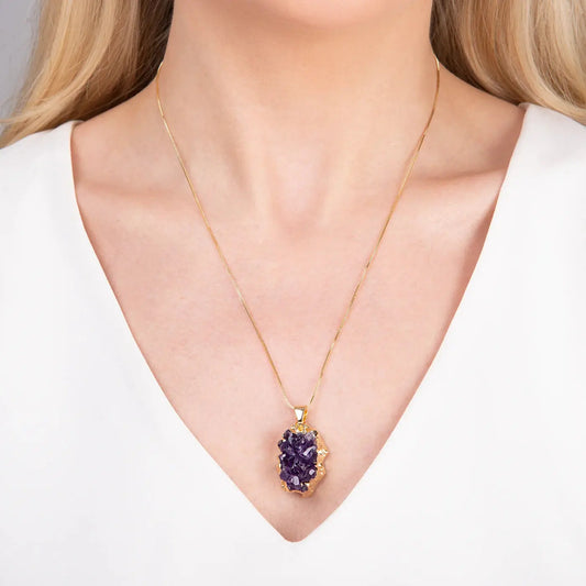Amethyst Crystalline Pendant Necklace CHIC In Brazil