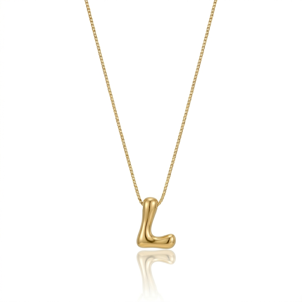 Puffy Letter "J" Initial Necklace CHIC