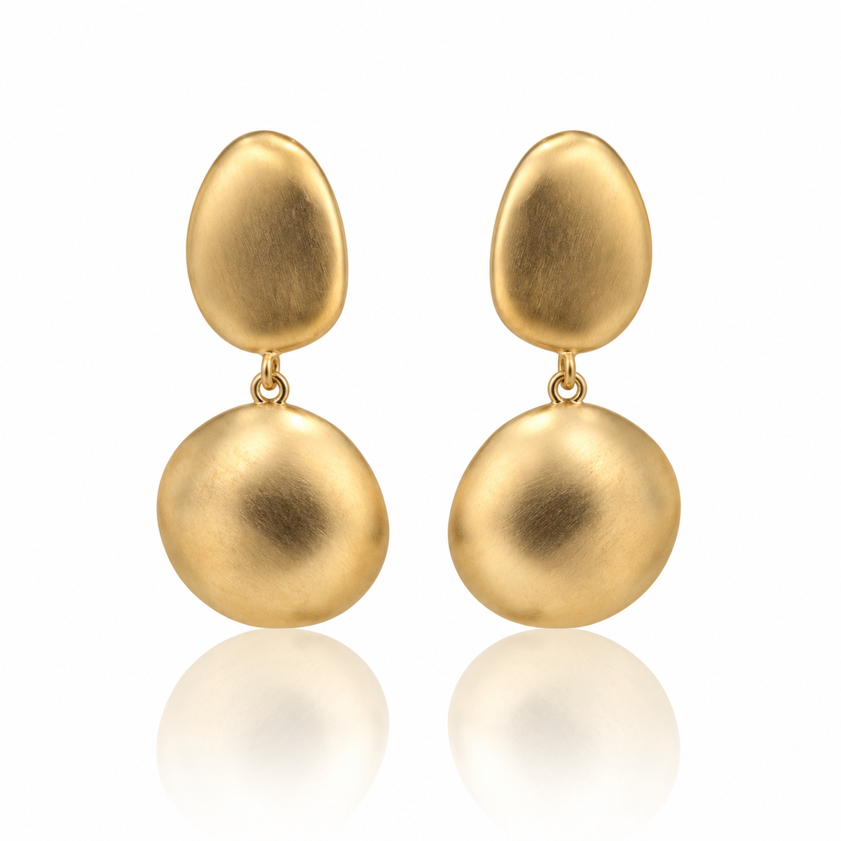 Earring Golden Pebble Double Drop