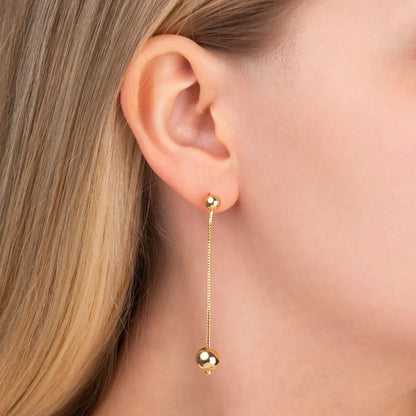 Ouro Sphere Long  Drop Earrings CHIC In Brazil