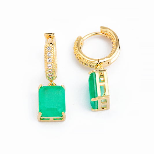 Emerald-Cut Hoop Dangle Earrings