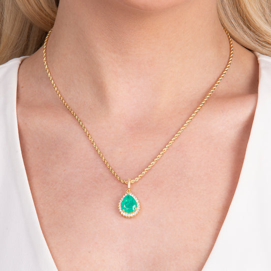 Halo Teardrop Pendant Necklace