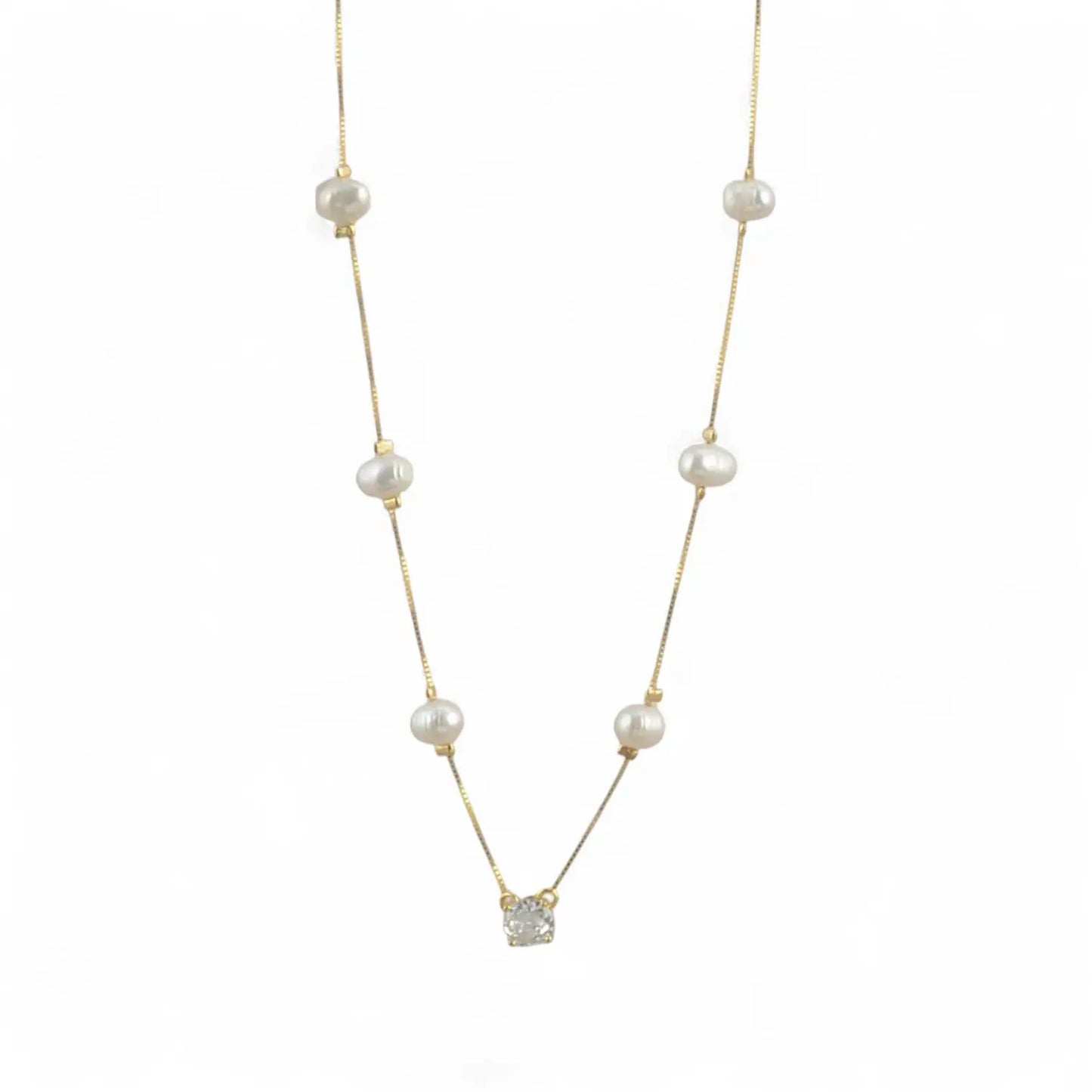 Pearl Station Crystal Necklace CHIC In Brazil