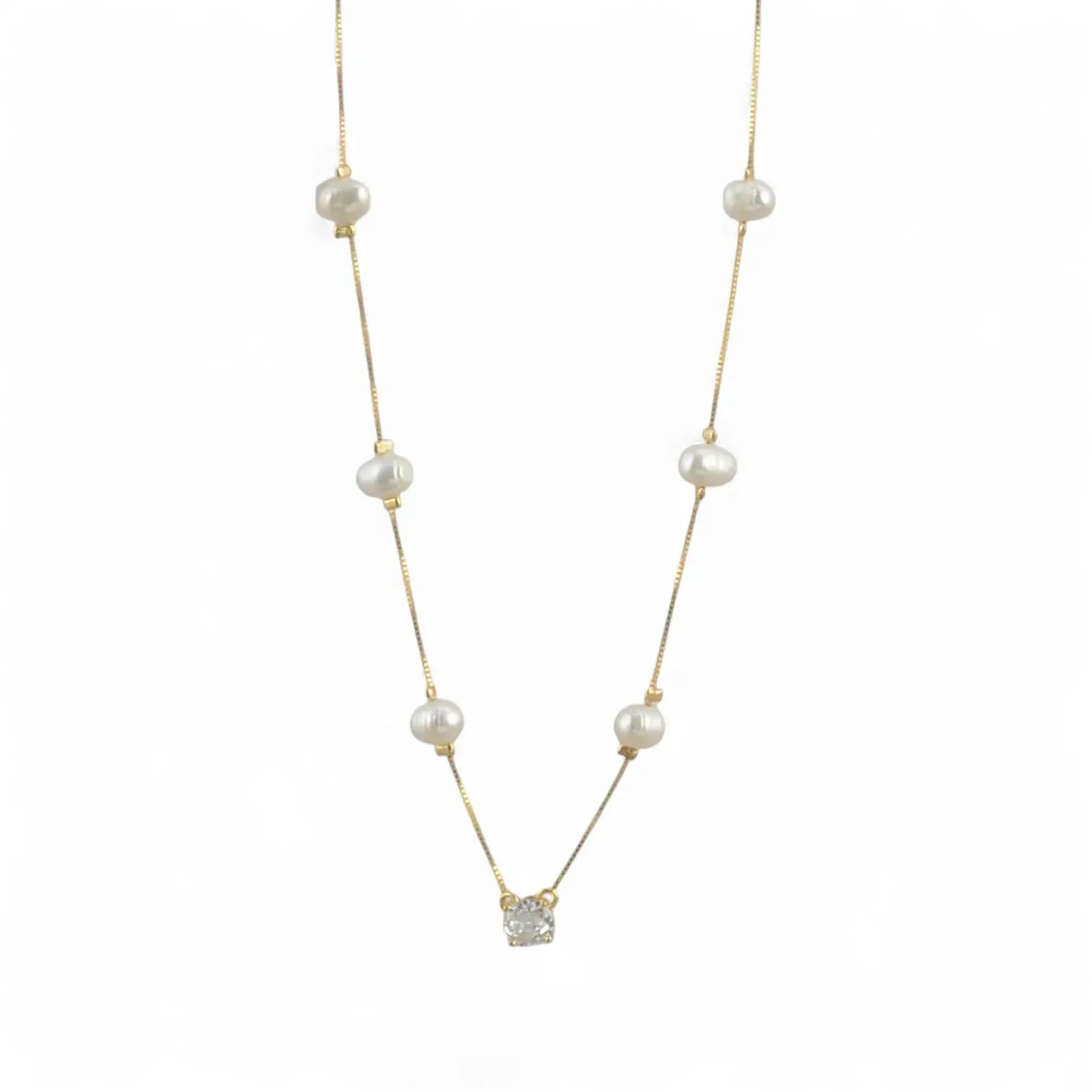 Pearl Station Crystal Necklace CHIC In Brazil