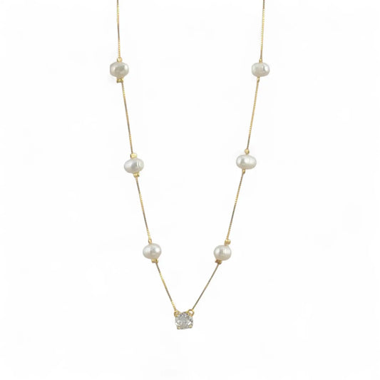 Pearl Station Crystal Necklace CHIC In Brazil