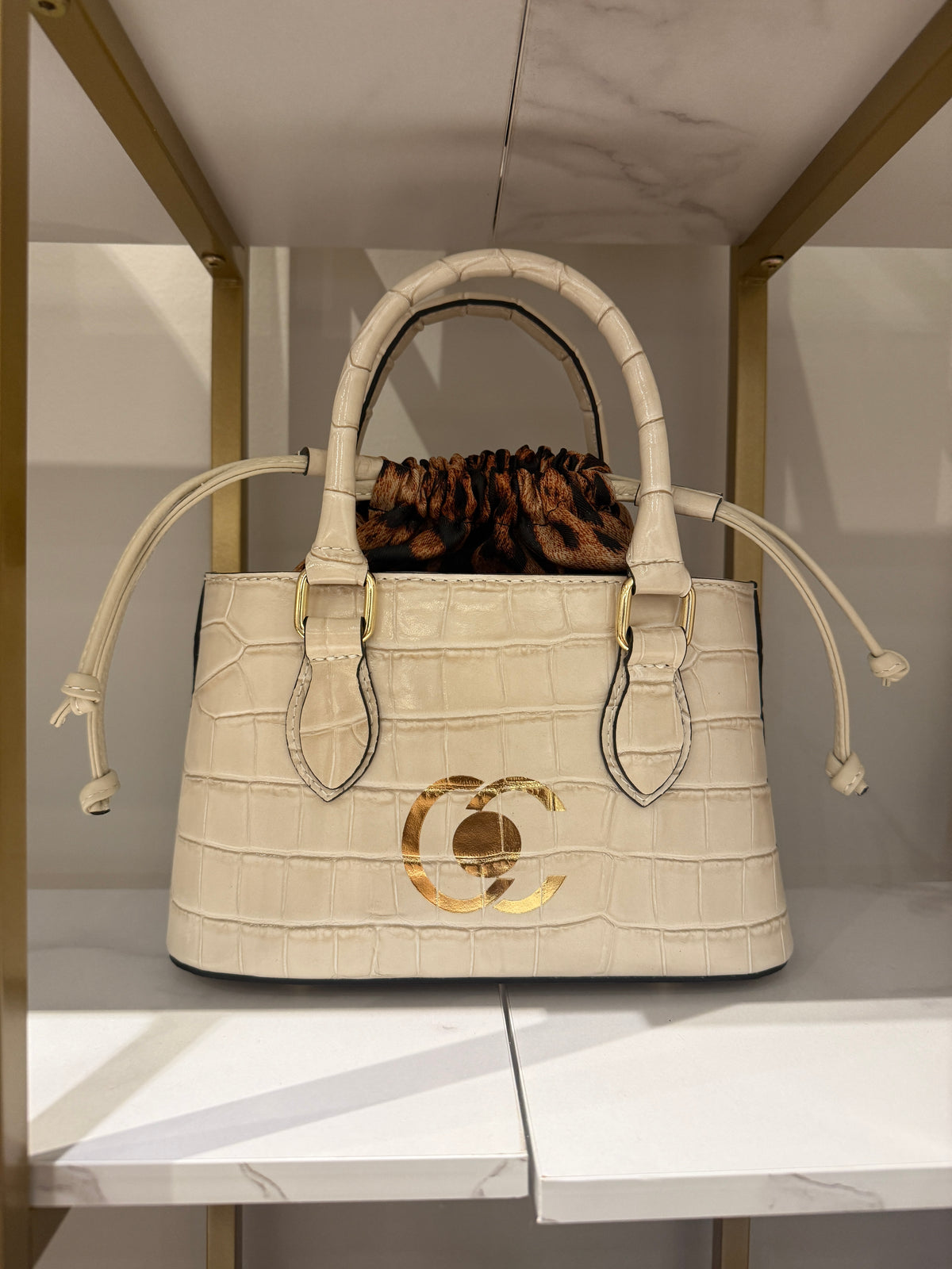 Croc Embossed Mini Top Handle Bag
