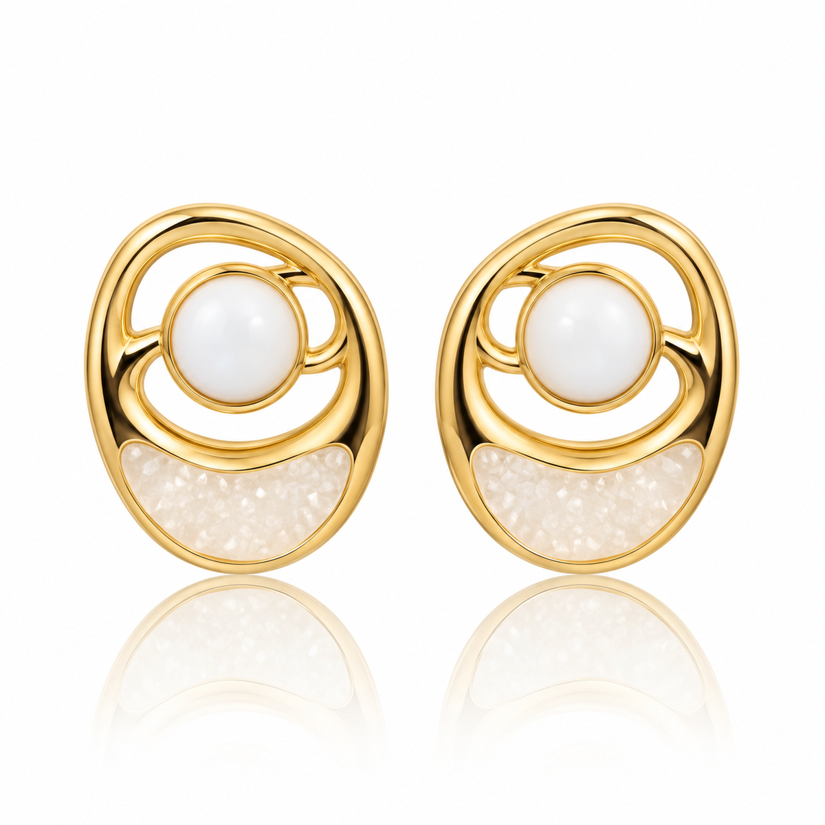 Earring Celestial Orbit Pearl Druzy
