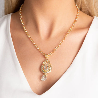 Raw Crystal Medallion Necklace CHIC In Brazil