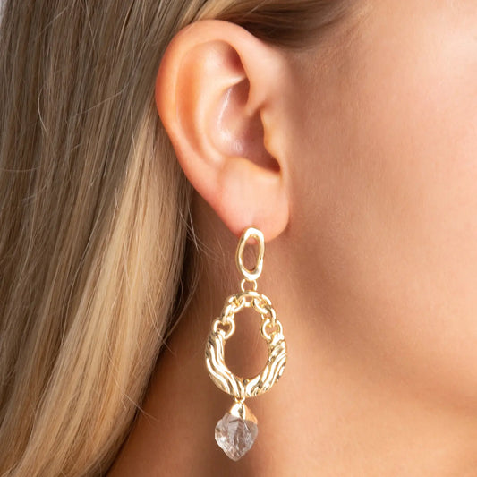 Raw Crystal Loop Earrings CHIC In Brazil