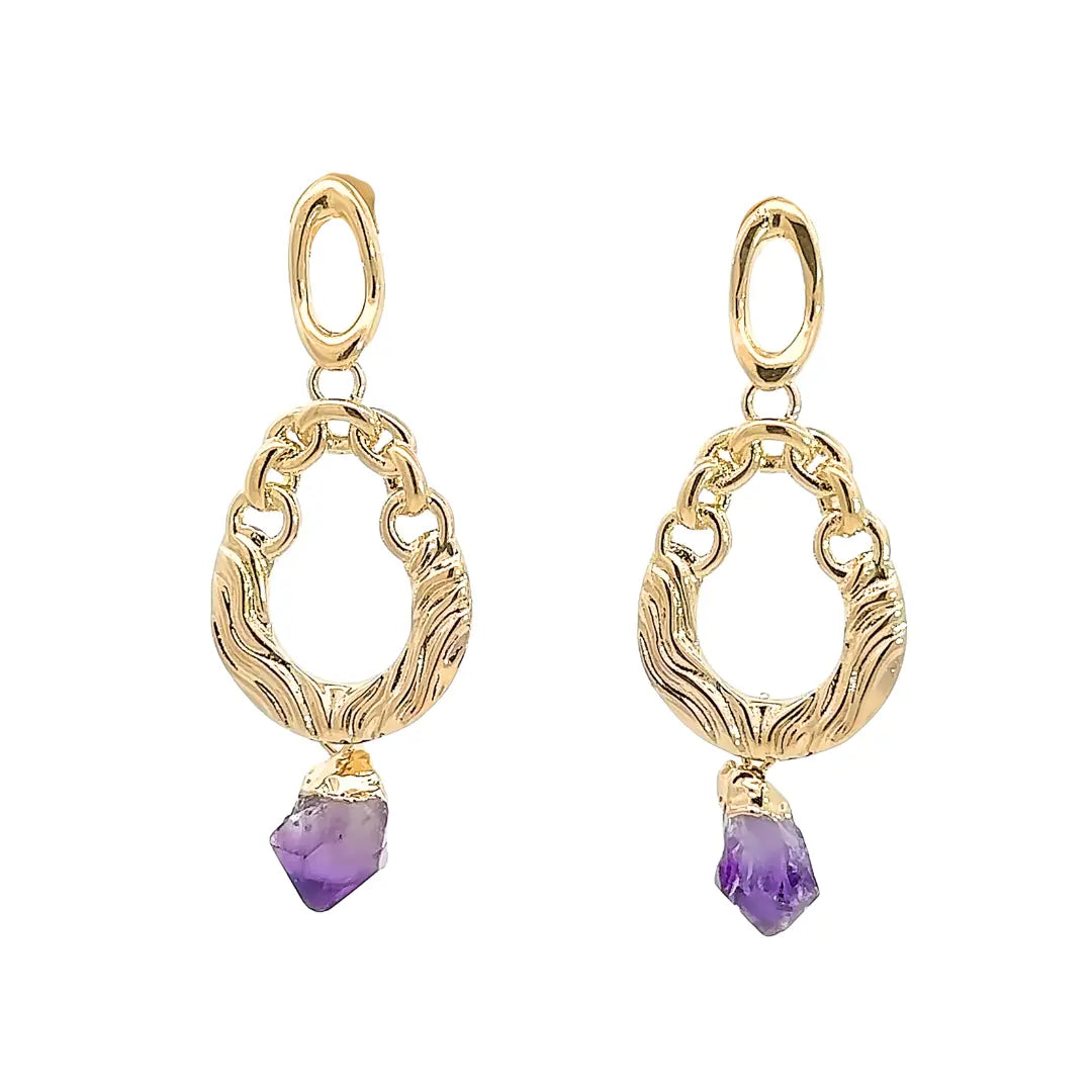 Raw Crystal Loop Earrings CHIC In Brazil