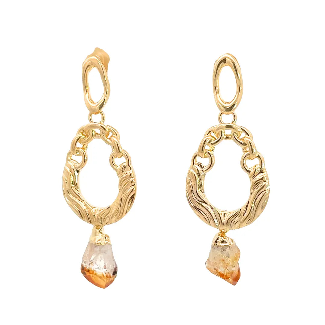Raw Crystal Loop Earrings CHIC In Brazil